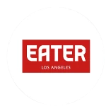 Logo oficial de Eater Los Angeles, medio digital especializado en gastronomía, restaurantes y tendencias culinarias.